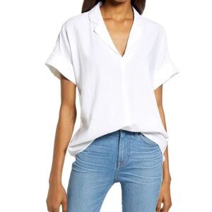 Madewell Hayden Linen Blend Popover Top Size Medium